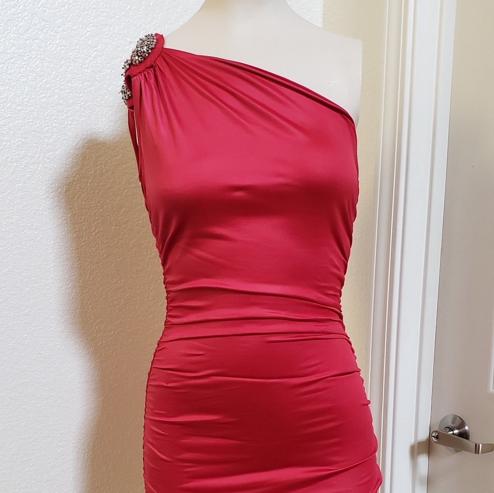 Red One Shoulder Mini Dress